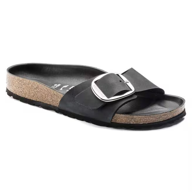 Birkenstock Madrid Big Buckle Oiled Leather Nero
