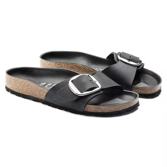 Birkenstock Madrid Big Buckle Oiled Leather Nero