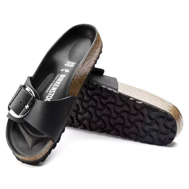 Birkenstock Madrid Big Buckle Oiled Leather Nero