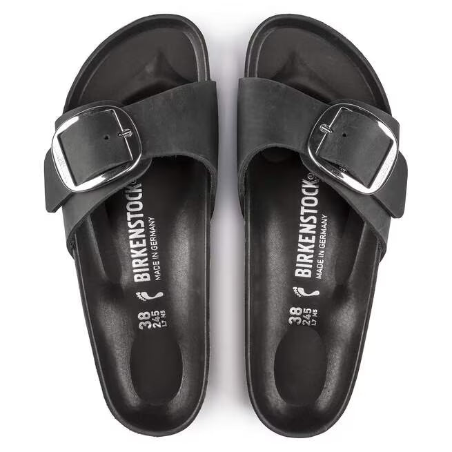 Birkenstock Madrid Big Buckle Oiled Leather Nero