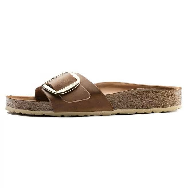 Birkenstock Madrid Big Buckle Oiled Leather Cognac