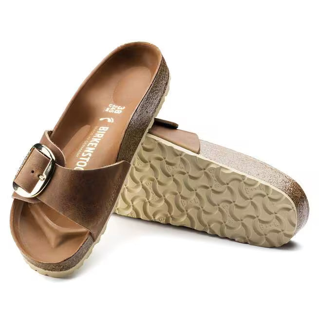 Birkenstock Madrid Big Buckle Oiled Leather Cognac