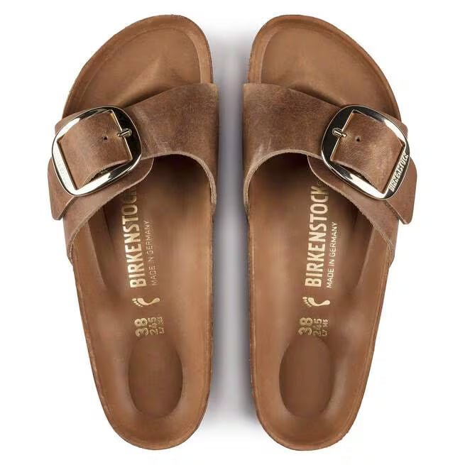 Birkenstock Madrid Big Buckle Oiled Leather Cognac