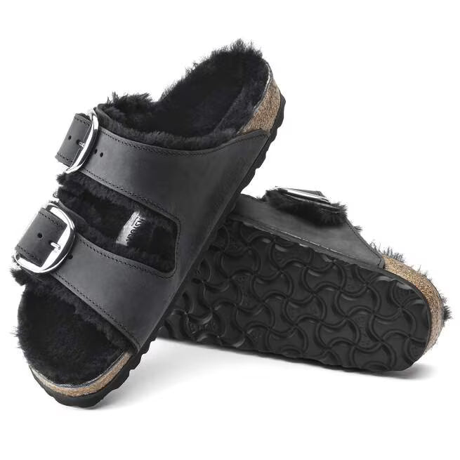 Birkenstock Arizona Big Buckle Shearling Nero