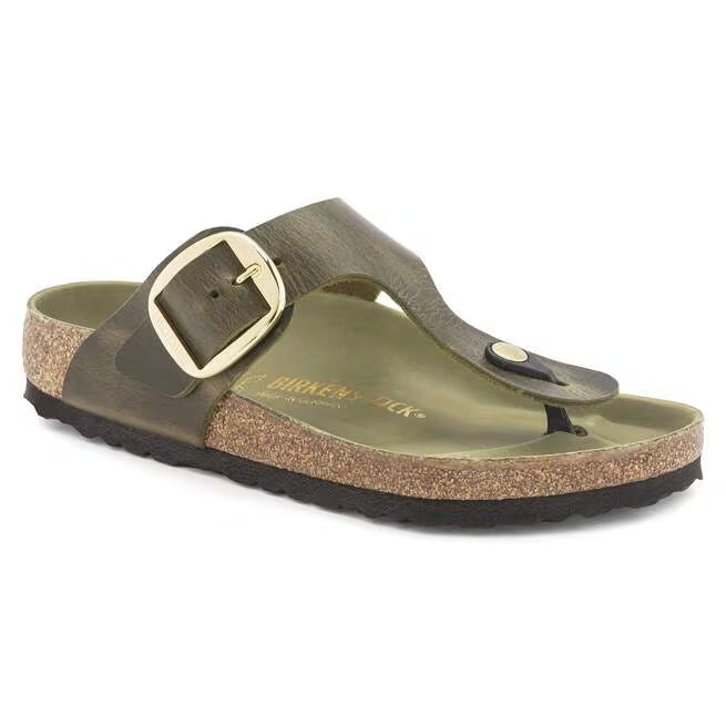 Birkenstock Gizeh Big Buckle Oiled Leather Verde oliva