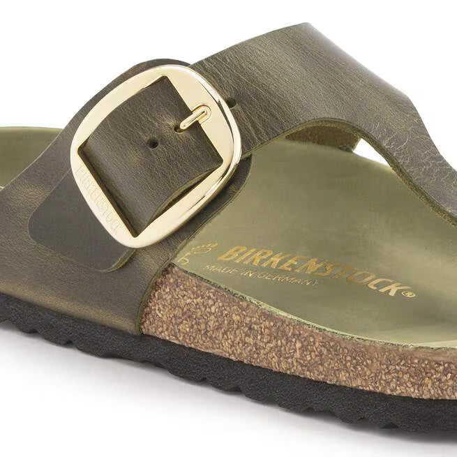 Birkenstock Gizeh Big Buckle Oiled Leather Verde oliva