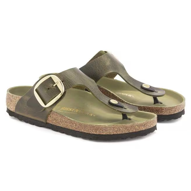 Birkenstock Gizeh Big Buckle Oiled Leather Verde oliva