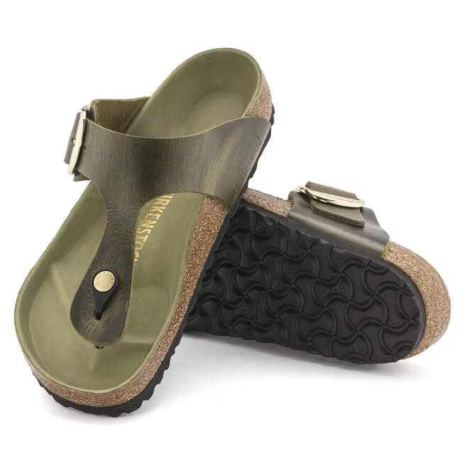 Birkenstock Gizeh Big Buckle Oiled Leather Verde oliva