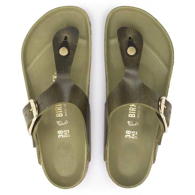 Birkenstock Gizeh Big Buckle Oiled Leather Verde oliva