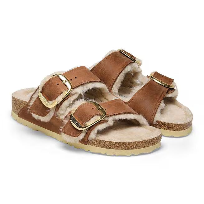 Birkenstock Arizona Big Buckle Shearling Cognac