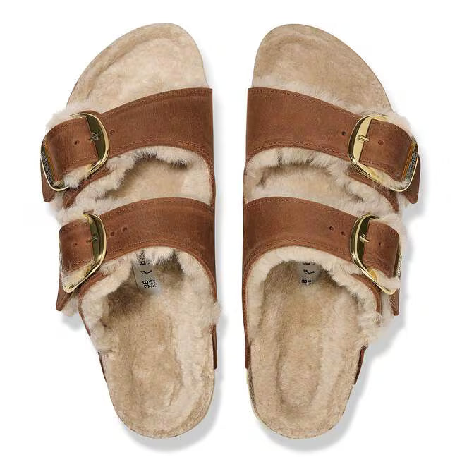 Birkenstock Arizona Big Buckle Shearling Cognac