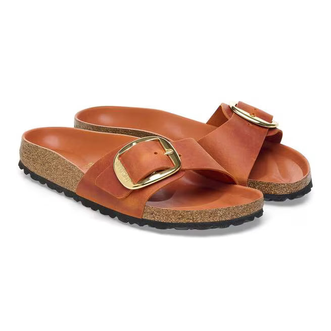Birkenstock Madrid Big Buckle Oiled Leather Arancione bruciato