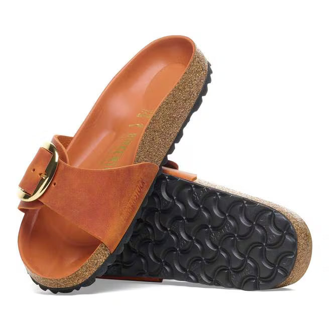 Birkenstock Madrid Big Buckle Oiled Leather Arancione bruciato