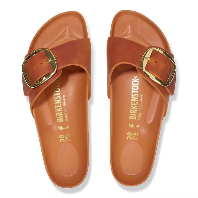 Birkenstock Madrid Big Buckle Oiled Leather Arancione bruciato