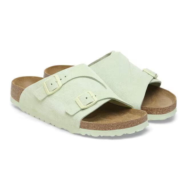 Birkenstock Zürich Suede Leather Verde lime Sbiadito