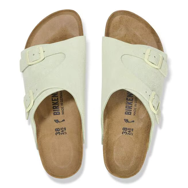 Birkenstock Zürich Suede Leather Verde lime Sbiadito
