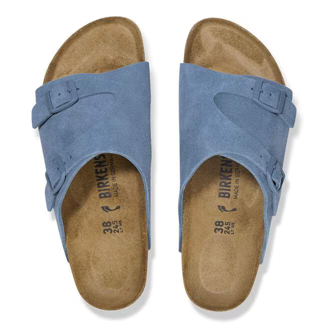 Birkenstock Zürich Suede Leather Blu Elementale