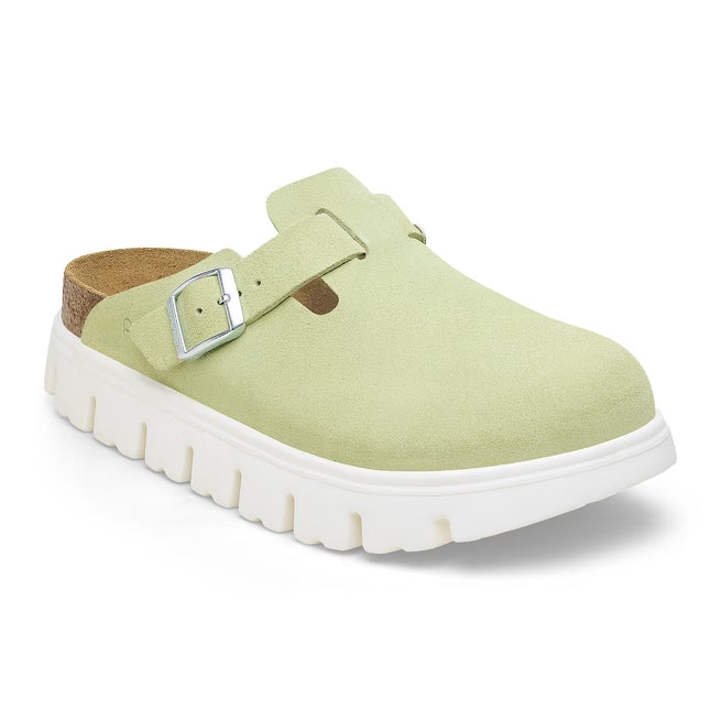 Birkenstock Boston Chunky Suede Verde lime Sbiadito