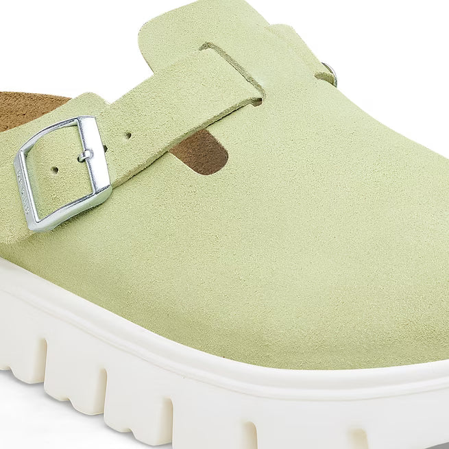 Birkenstock Boston Chunky Suede Verde lime Sbiadito