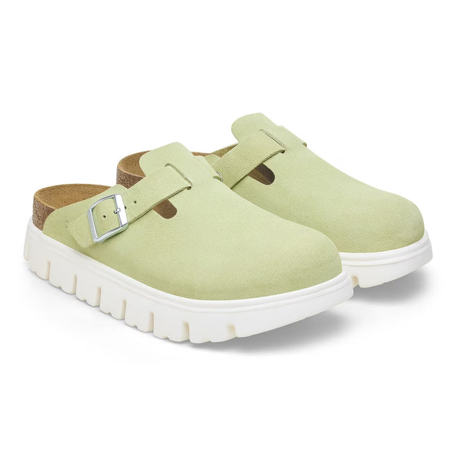 Birkenstock Boston Chunky Suede Verde lime Sbiadito