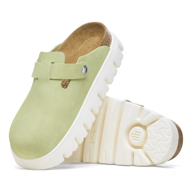 Birkenstock Boston Chunky Suede Verde lime Sbiadito