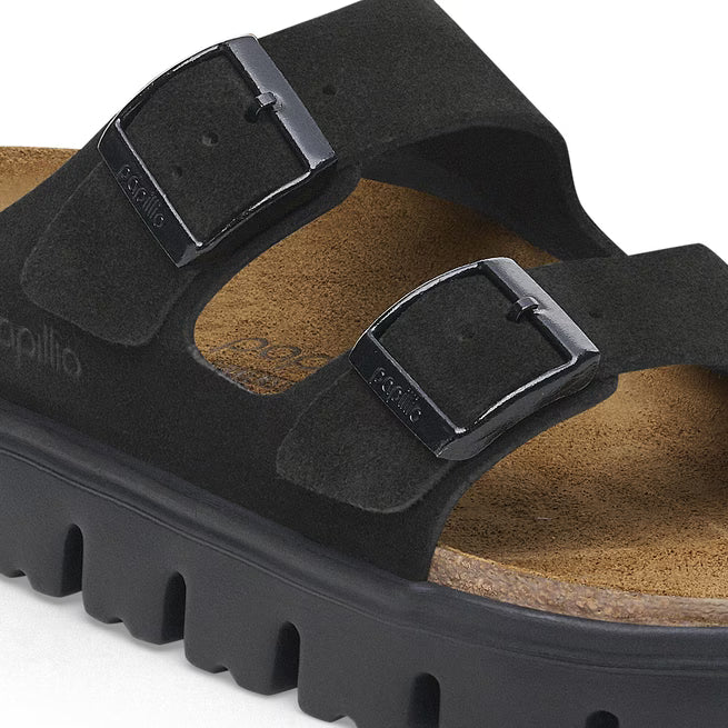 Birkenstock Arizona Platform Suede Leather Nero