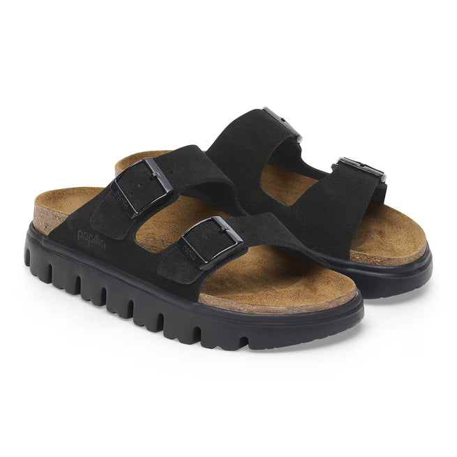Birkenstock Arizona Platform Suede Leather Nero