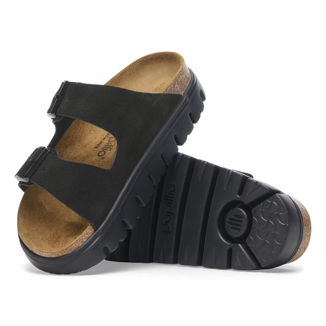 Birkenstock Arizona Platform Suede Leather Nero