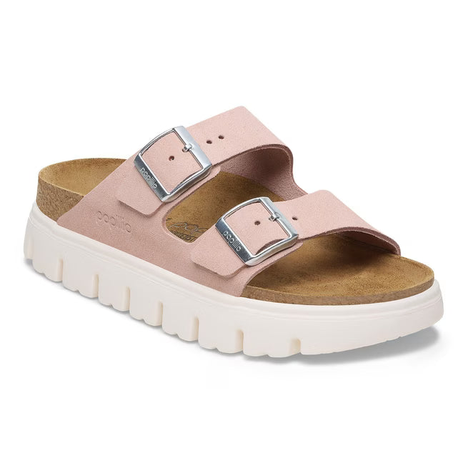 Birkenstock Arizona Platform Suede Leather Rosa Chiaro