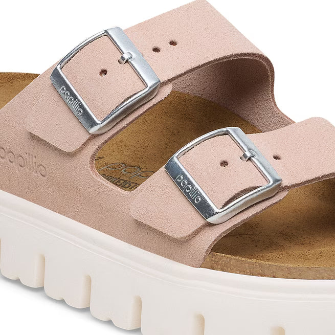 Birkenstock Arizona Platform Suede Leather Rosa Chiaro