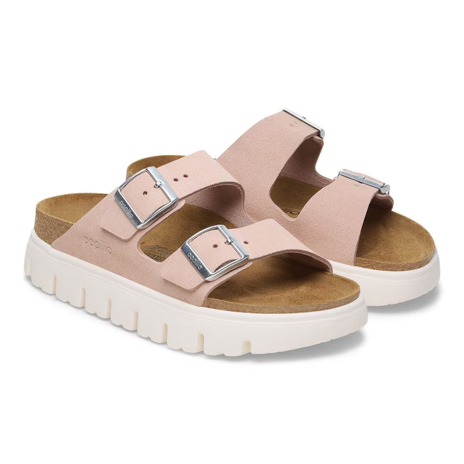 Birkenstock Arizona Platform Suede Leather Rosa Chiaro