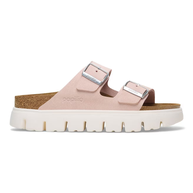 Birkenstock Arizona Platform Suede Leather Rosa Chiaro