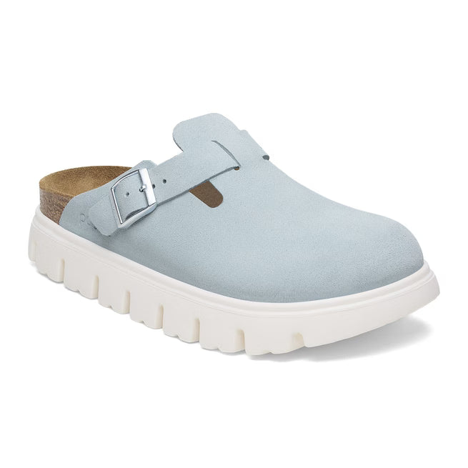 Birkenstock Boston Chunky Suede Azzurro Tenue