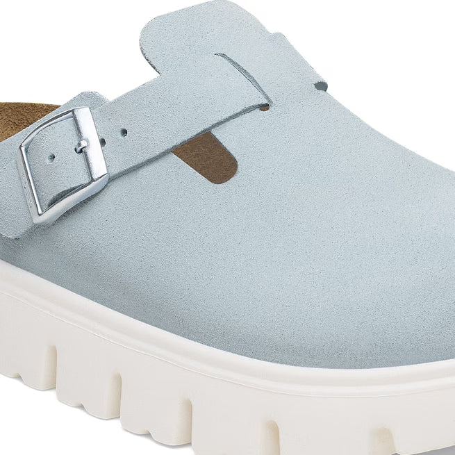 Birkenstock Boston Chunky Suede Azzurro Tenue