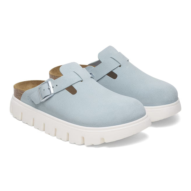 Birkenstock Boston Chunky Suede Azzurro Tenue