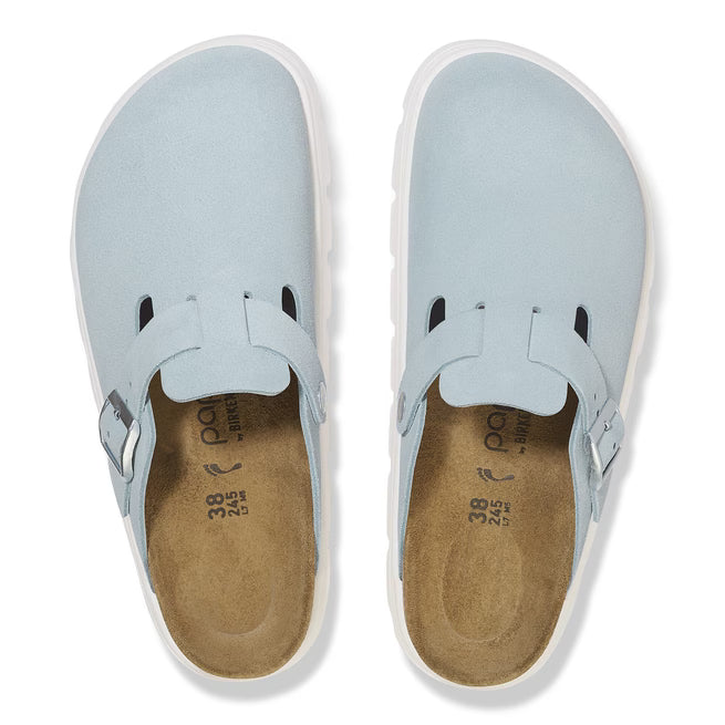 Birkenstock Boston Chunky Suede Azzurro Tenue