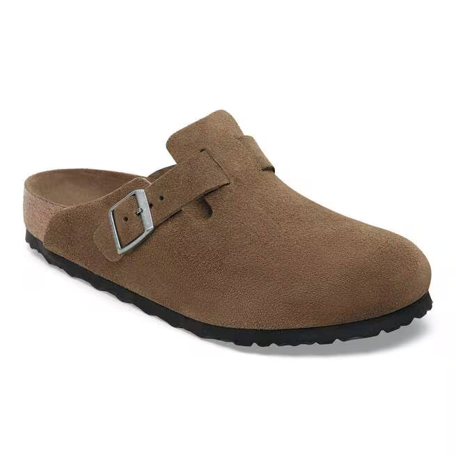 Birkenstock Boston Soft Footbed Suede Tonale Tè Scuro
