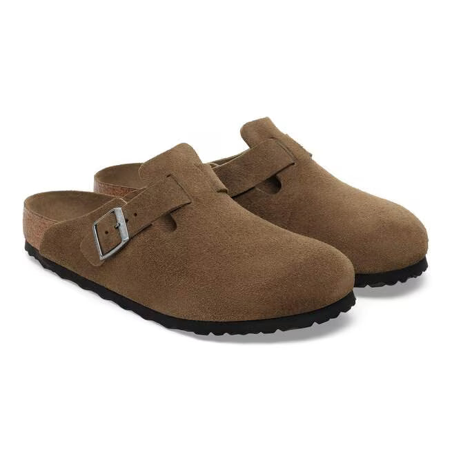 Birkenstock Boston Soft Footbed Suede Tonale Tè Scuro