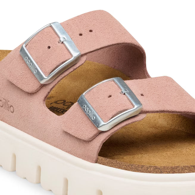 Birkenstock Arizona Platform Suede Leathe Argilla Rosa