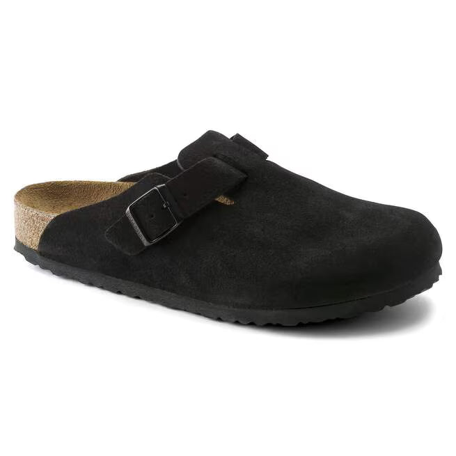 Birkenstock Boston Soft Footbed Suede Nero