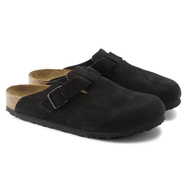 Birkenstock Boston Soft Footbed Suede Nero