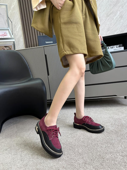 Chanel Bordeaux Lace-Ups