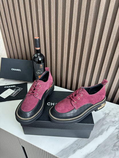 Chanel Bordeaux Lace-Ups