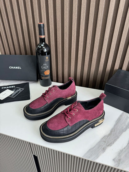 Chanel Bordeaux Lace-Ups