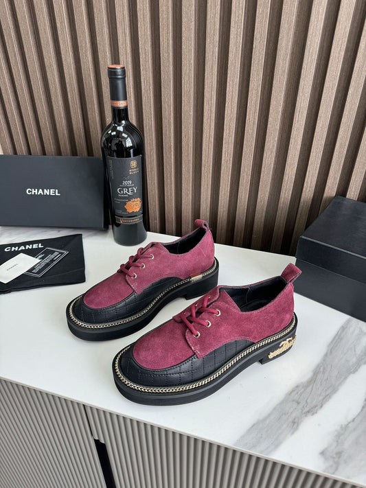 Chanel Bordeaux Lace-Ups