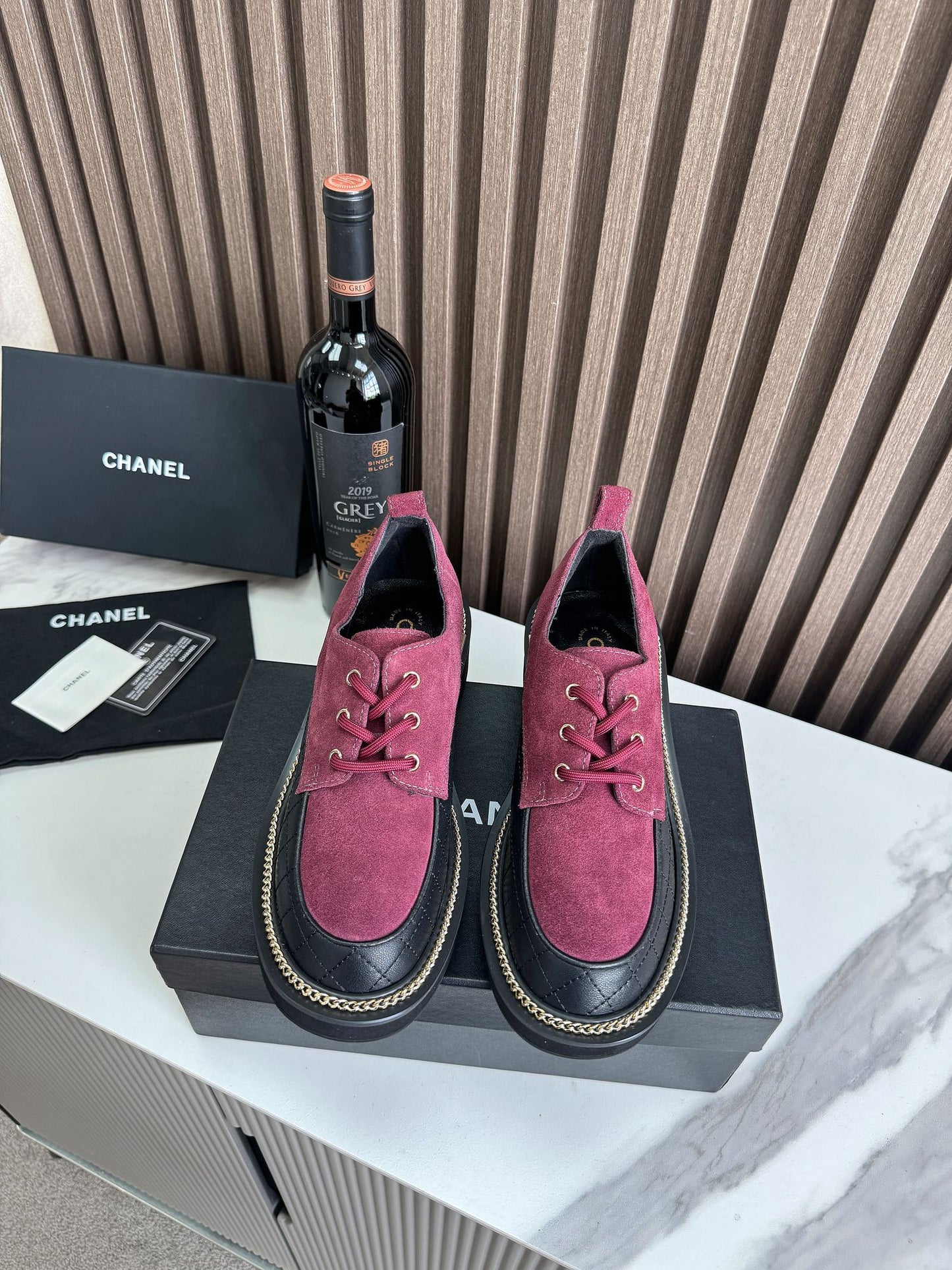 Chanel Bordeaux Lace-Ups