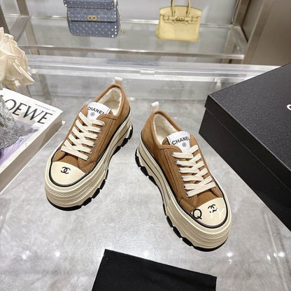 Chanel Platform Sneakers – Brown/White