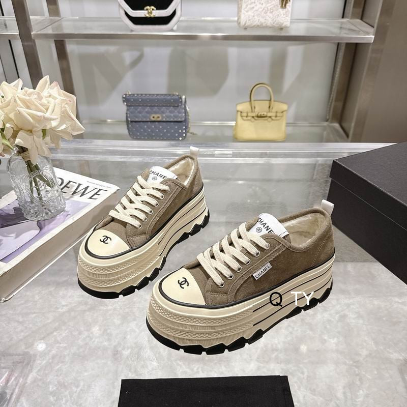 Chanel Platform Sneakers – Brown/White
