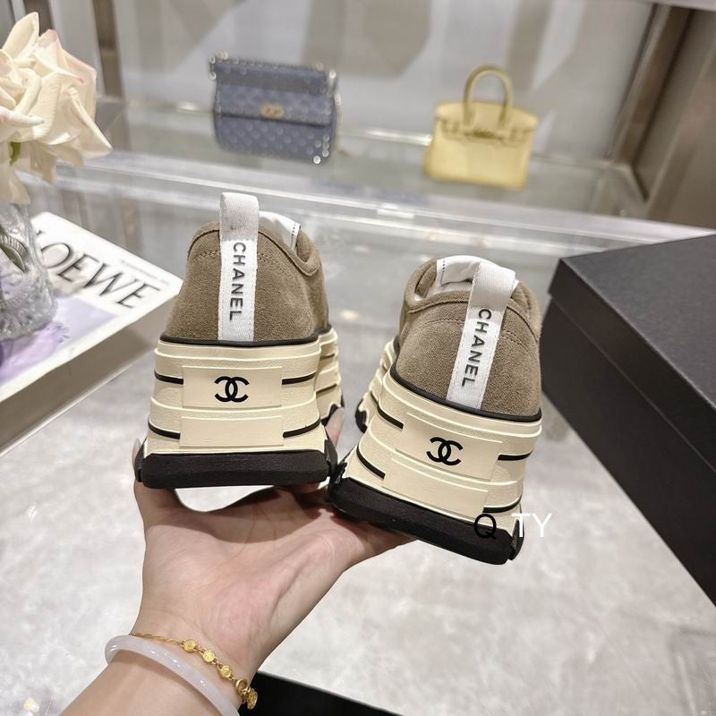 Chanel Platform Sneakers – Brown/White
