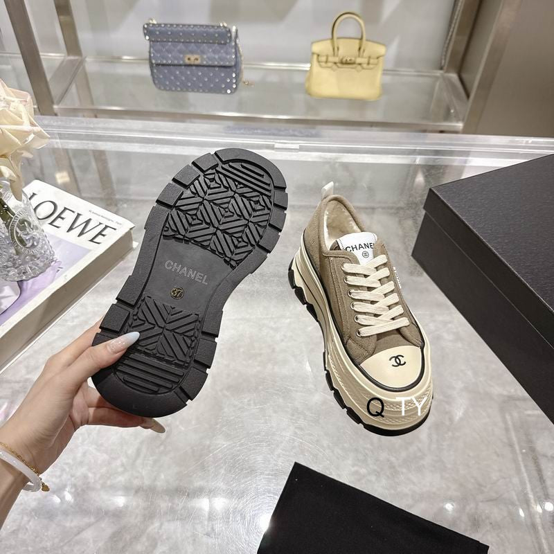 Chanel Platform Sneakers – Brown/White